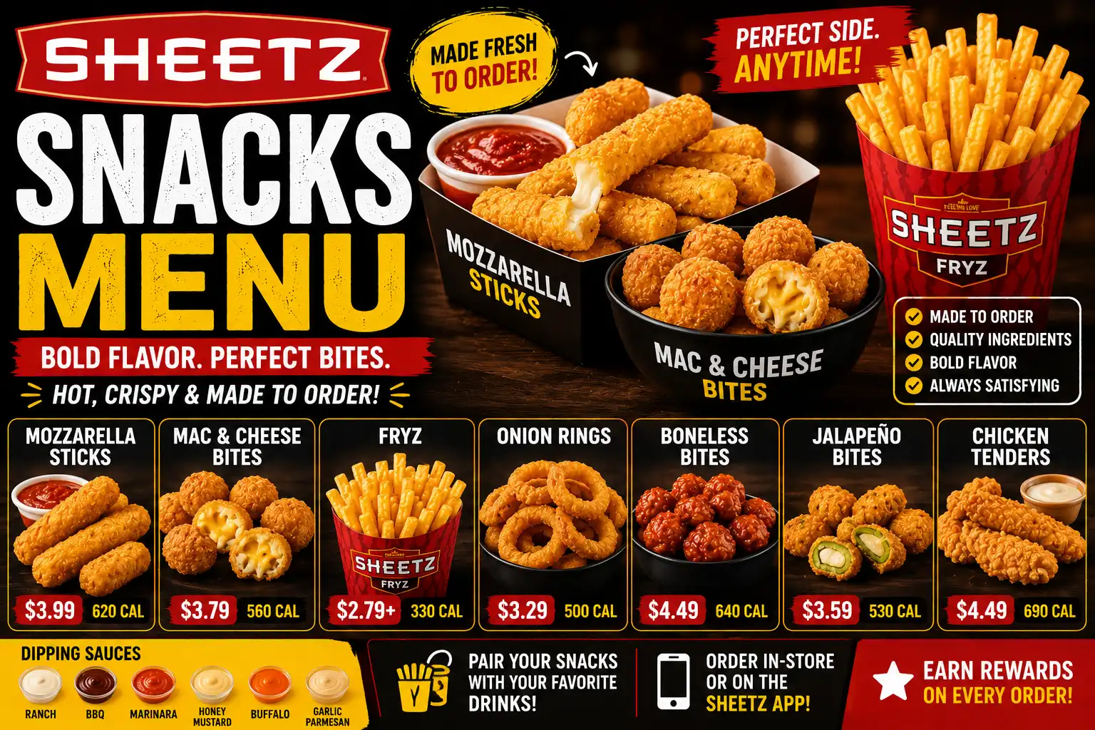 Sheetz Snacks Menu with Prices (2026): Fries, Mozzarella Sticks & More